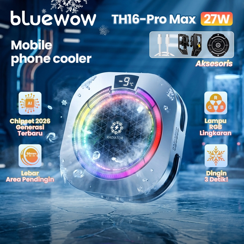 BlueWow TH16 pro AI Magnetic Phone Cooler - พัดลมหม้อน้ําสําหรับเล่นเกมแบบพกพาสําหรับอุปกรณ์มือถือ U