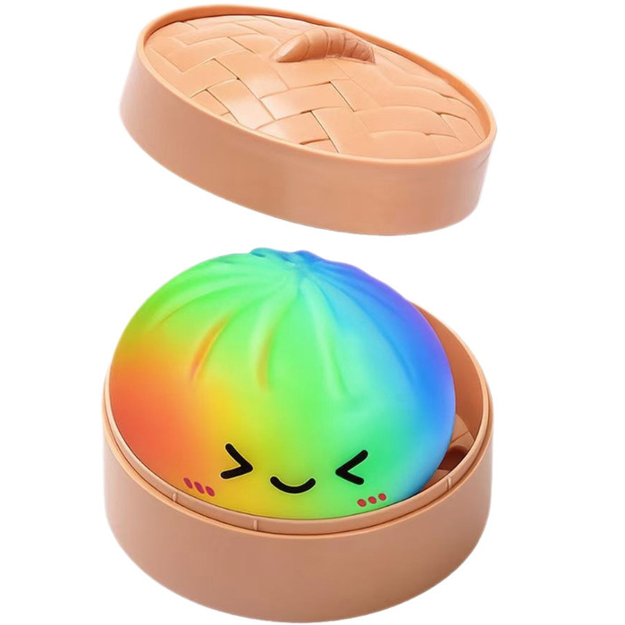 Rainbow Smiley Face Bun Pinch เพลงช้า Rebound Decompression ของเล่นจําลอง Steamer เด็ก Decompression Handy เครื่องมือหมู B