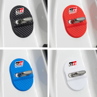 4ชิ้น ฝาครอบล็อกประตูรถยนต์คาร์บอนไฟเบอร์ พร้อมกาวในตัว ป้องกันตัดตกแต่ง สําหรับรถยนต์ส่วนใหญ่