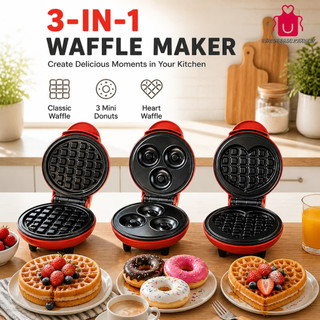 Mini Electric Waffle Maker  Anti-Overflow Non-stick Waffle Mold -3 Types Mold waffle maker