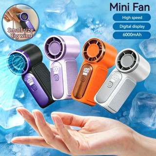 【FREE Stickers】X688 mini fan Rechargeable Portable fan handheld 0-100 Level Speed wind Adjustment led screen display Mini turbo Fan for student
