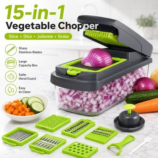 15-in-1 Multifunction Vegetable Chopper Slicer Dicer Grater with Container