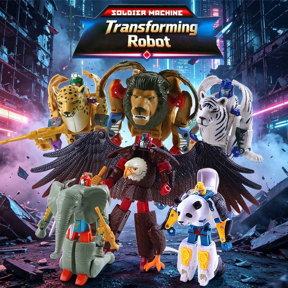 6 รูปแบบถึง Cyborg War Raiders Animal Transforming Robot Model Toys, Lion Elephant White Tiger Eagle Panda Cheetah 6 แบบให้เลือก, Educational Transforming Toys, Boys Girls Birthday Gifts