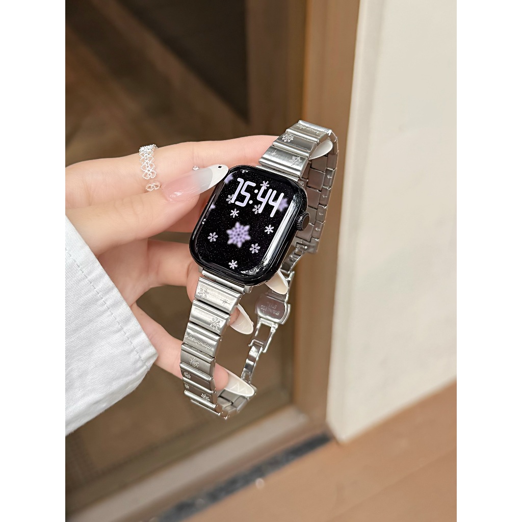 โลหะสแตนเลสสร้อยข้อมือสําหรับ Apple Watch band ผู้หญิง Series 11/10/9/8/7/6/5/4/3/2/1 SE ขนาด 38/40/41/42/44/45/46/49 มม.