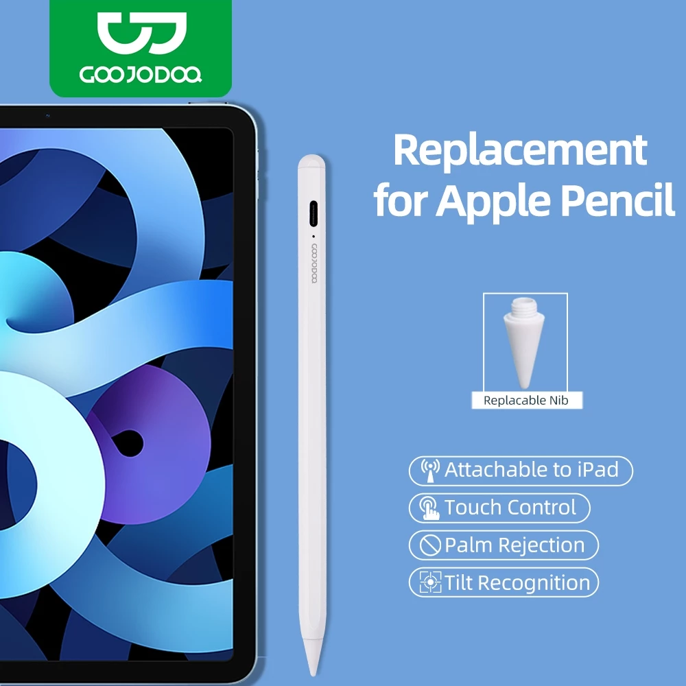 GOOJODOQ CD3292 สไตลัสแม่เหล็กสำหรับ iPad สัมผัสปาล์มปฏิเสธการรับรู้เอียง ปากกาไอแพด ปากกาทัชสกรีน