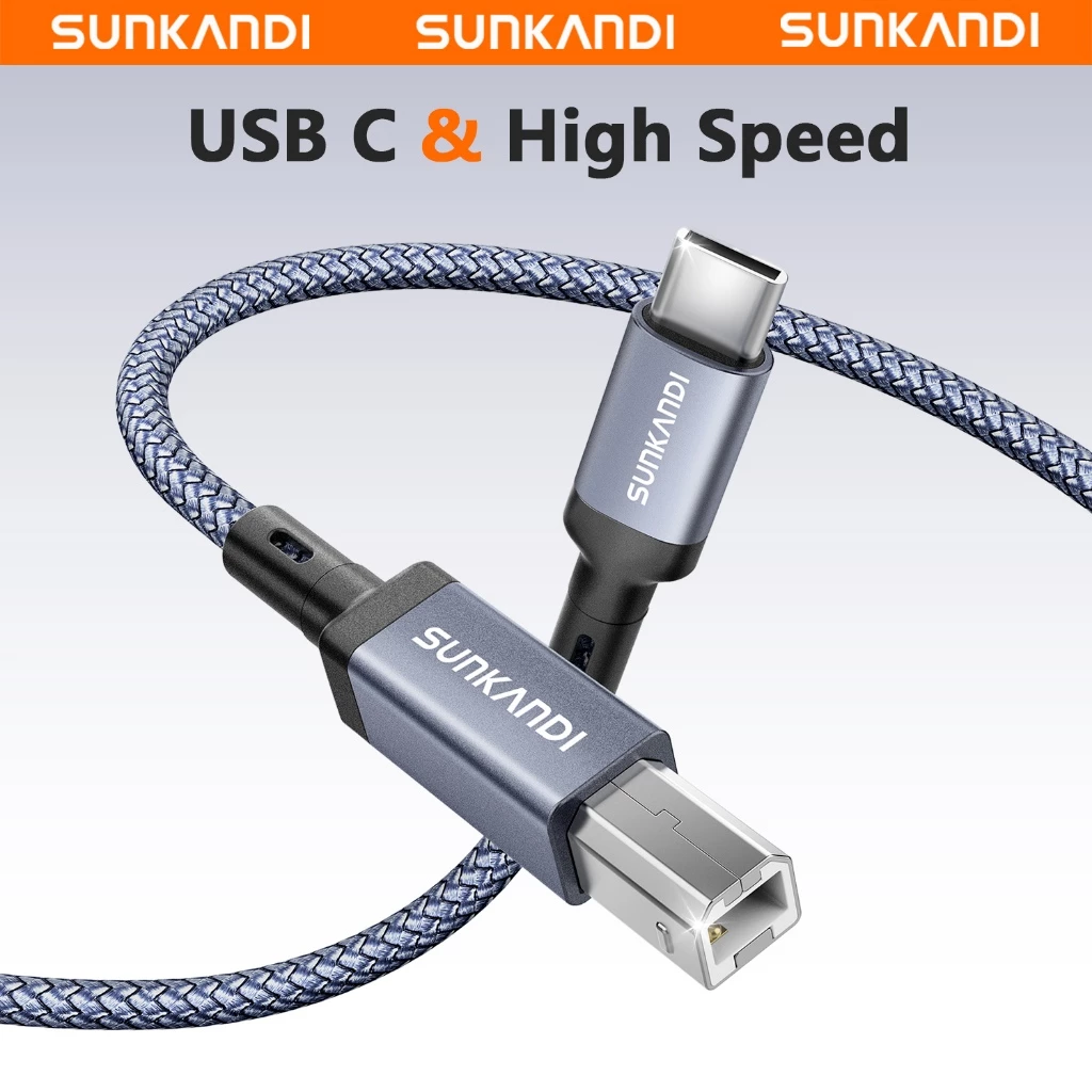 SUNKANDI USB C ชาย USB B ชายสายเครื่องพิมพ์ Type-c USB2.0 480 Mbps ข้อมูล Transfer Rate สําหรับคอมพิวเตอร์