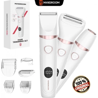 Maxgroom มีดโกนขนผู้หญิง ปัตตาเลี่ยนขน 3-in-1 กันน้ำ มีดโกนขนบิกินี่ ปัตตาเลี่ยน เครื่องกำจัด มีดโกนผู้หญิง กันน้ำ IPX6 ใช้ได้ทั้งเปียกและแห้ง ไร้สะดุด ป้องกันบาด แถมหัวปัตตาเลี่ยนบิกินี่ จัดทรงอ่อน ของขวัญวันวาเลนไทน์ ของขวัญวันปีใหม่