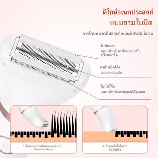 Maxgroom มีดโกนขนผู้หญิง ปัตตาเลี่ยนขน 3-in-1 กันน้ำ มีดโกนขนบิกินี่ ปัตตาเลี่ยน เครื่องกำจัด มีดโกนผู้หญิง กันน้ำ IPX6 ใช้ได้ทั้งเปียกและแห้ง ไร้สะดุด ป้องกันบาด แถมหัวปัตตาเลี่ยนบิกินี่ จัดทรงอ่อน ของขวัญวันวาเลนไทน์ ของขวัญวันปีใหม่