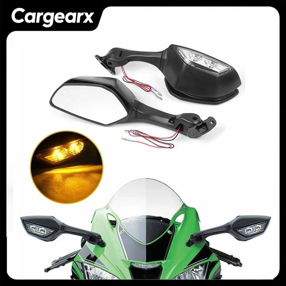 กระจกมองหลังรถจักรยานยนต์ พร้อมไฟเลี้ยว LED สําหรับ Kawasaki Ninja ZX-10R ZX10R ZX 10R 2011 2012 201