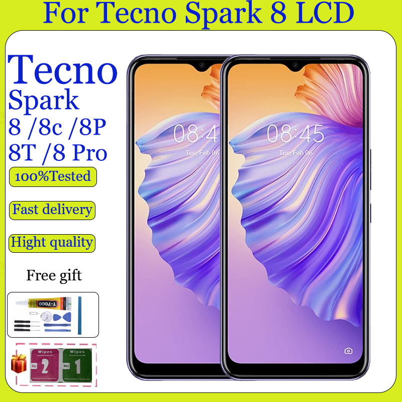Original สําหรับ Tecno Spark 8 Spark 8C Spark 8P Spark 8T Spark 8 Pro จอแสดงผล LCD Touch Screen Digi