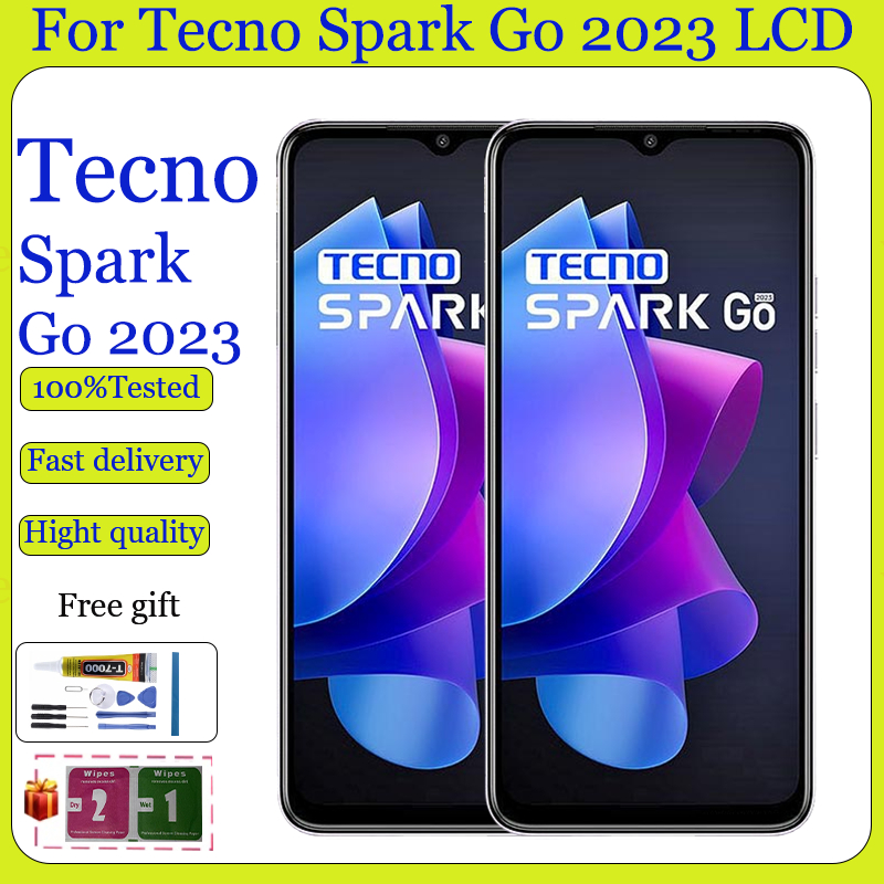 LCD ต้นฉบับสําหรับ Tecno Spark Go 2023 BF7 BF7n จอแสดงผล LCD หน้าจอสัมผัสพร้อมกรอบ Digitizer อะไหล่เ