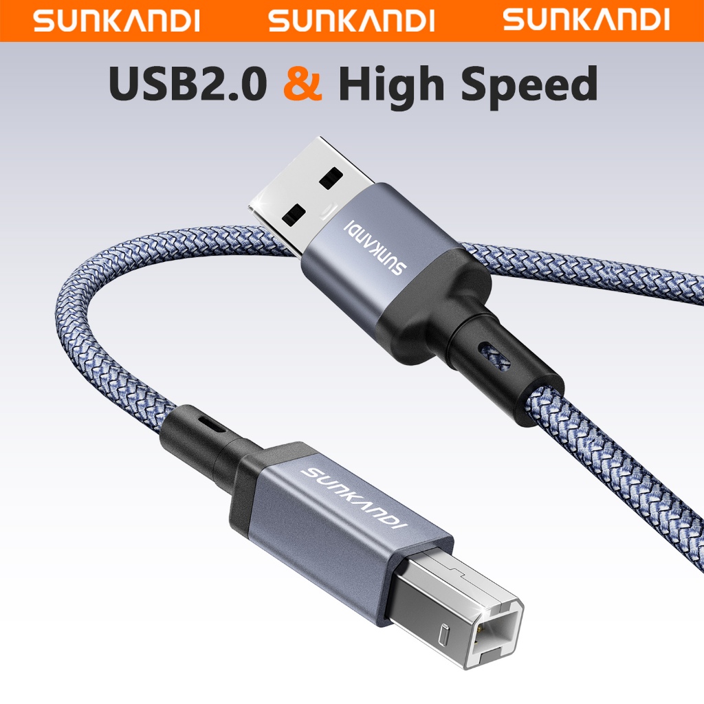 SUNKANDI สายเครื่องพิมพ์ USB USB A 2.0 Male to USB B Male 480Mbps สําหรับแล็ปท็อปคอมพิวเตอร์