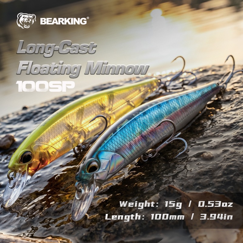 Bearking Fishing Lure 10 ซม.15g Sinking Hard เหยื่อ Minnow คุณภาพ Professional Depse0.8-1.5m สําหรับน้ําเค็ม Include สติกเกอร์