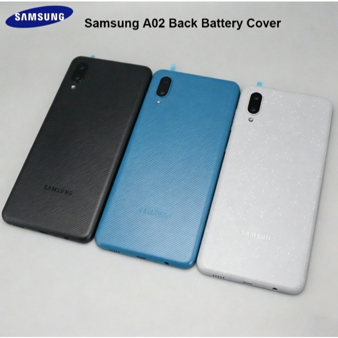 สําหรับ Samsung Galaxy A02 ฝาหลังแบตเตอรี่ด้านหลังเปลี่ยนเคสพร้อมเลนส์กล้องสําหรับ Samsung A02