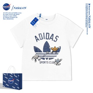 NASA เสื้อยืดเด็กแขนสั้น ผ้าฝ้าย 100% ลายแบรนด์เนมสุดเท่ ระบายอากาศดี สำหรับทั้งชายและหญิงอายุ 1-15 ปี