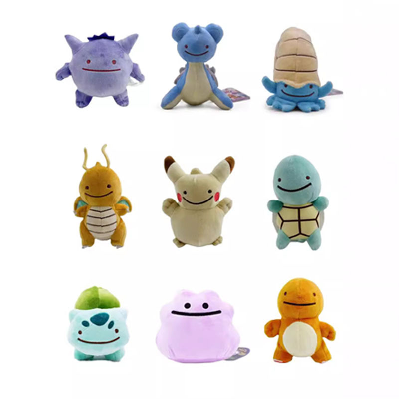 10 รูปแบบ 15 ซม.Ditto Eevee Pikachu Gengar Lapras Squirtle Charmander Omante ตุ๊กตาตุ๊กตาตุ๊กตาสัตว์
