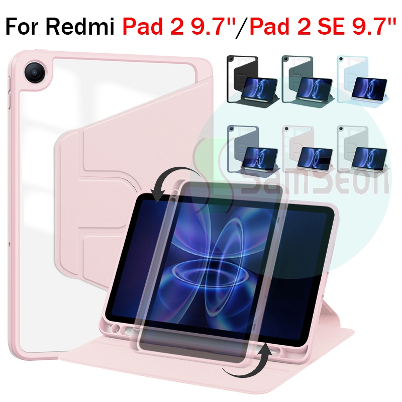 สําหรับใหม่ 2026 Redmi Pad 2 9.7 / Pad 2 SE 9.7 4G WiFi 360° เคสขาตั้งหมุนได้ Red mi Pad2 SE Pen Slo