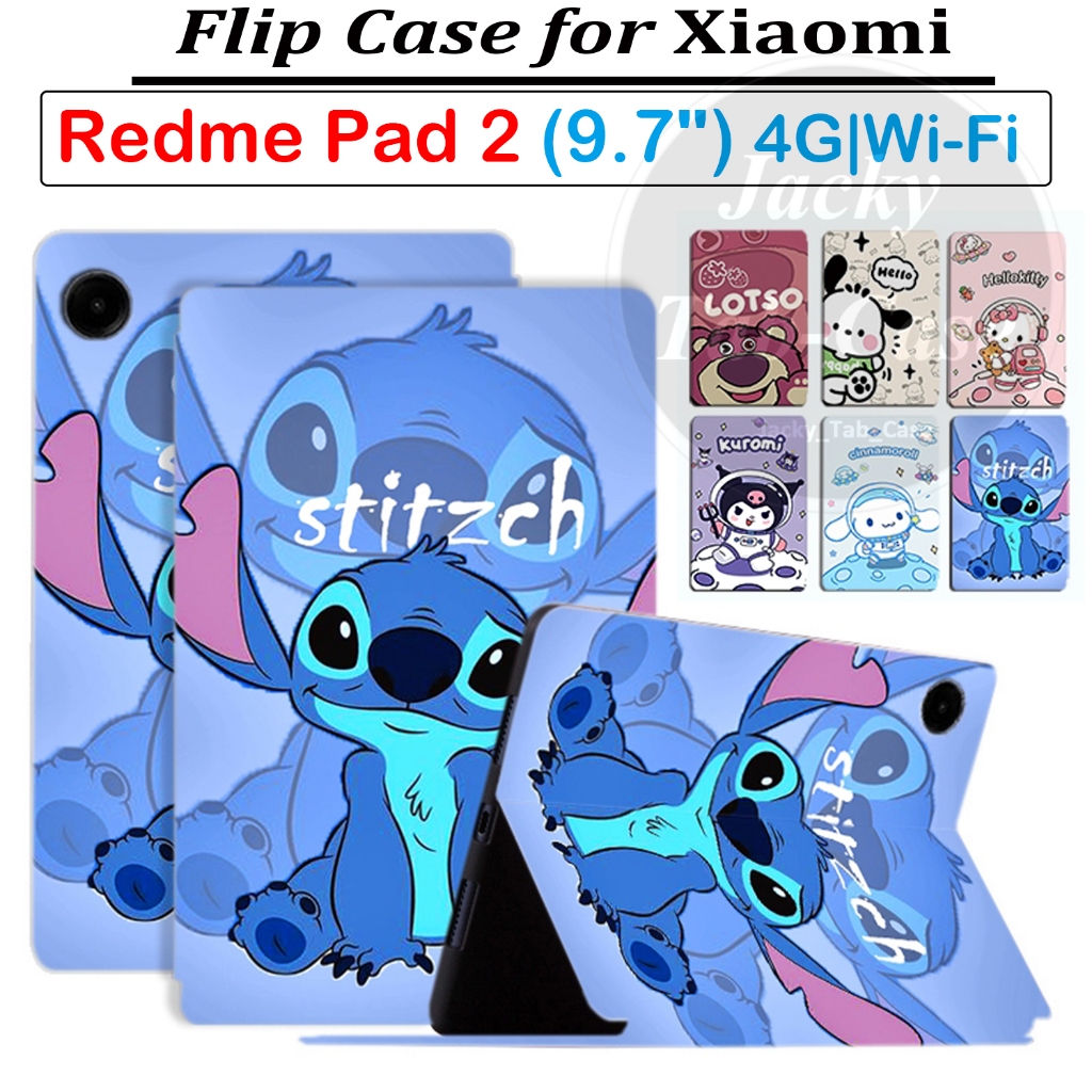 สําหรับ Xiaomi Redmi Pad 2 9.7 "4G Wi-Fi 2026 ใหม่แท็บเล็ต POCO Pad C1 9.7 แฟชั่นการ์ตูน Stitch รูปแบบกรณี Flip Stand Cover