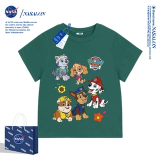 NASA เสื้อยืดเด็กแขนสั้น ผ้าฝ้าย 100% เสื้อยืดลายการ์ตูน Paw Patrol ระบายอากาศดี เหมาะสำหรับเด็กอายุ 1-12 ปี