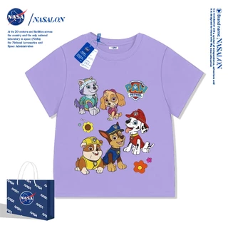 NASA เสื้อยืดเด็กแขนสั้น ผ้าฝ้าย 100% เสื้อยืดลายการ์ตูน Paw Patrol ระบายอากาศดี เหมาะสำหรับเด็กอายุ 1-12 ปี