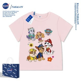 NASA เสื้อยืดเด็กแขนสั้น ผ้าฝ้าย 100% เสื้อยืดลายการ์ตูน Paw Patrol ระบายอากาศดี เหมาะสำหรับเด็กอายุ 1-12 ปี