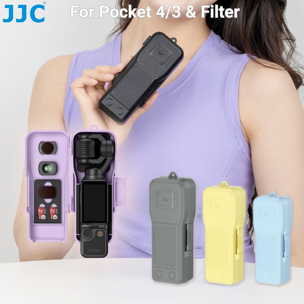 JJC Pocket 4 Protective Case เคสป้องกัน Pocket 3 Camera Gimbal เคสป้องกันหน้าจอ ฝาครอบเลนส์ ที่เก็บฟิลเตอร์และการ์ดหน่วยความจำ