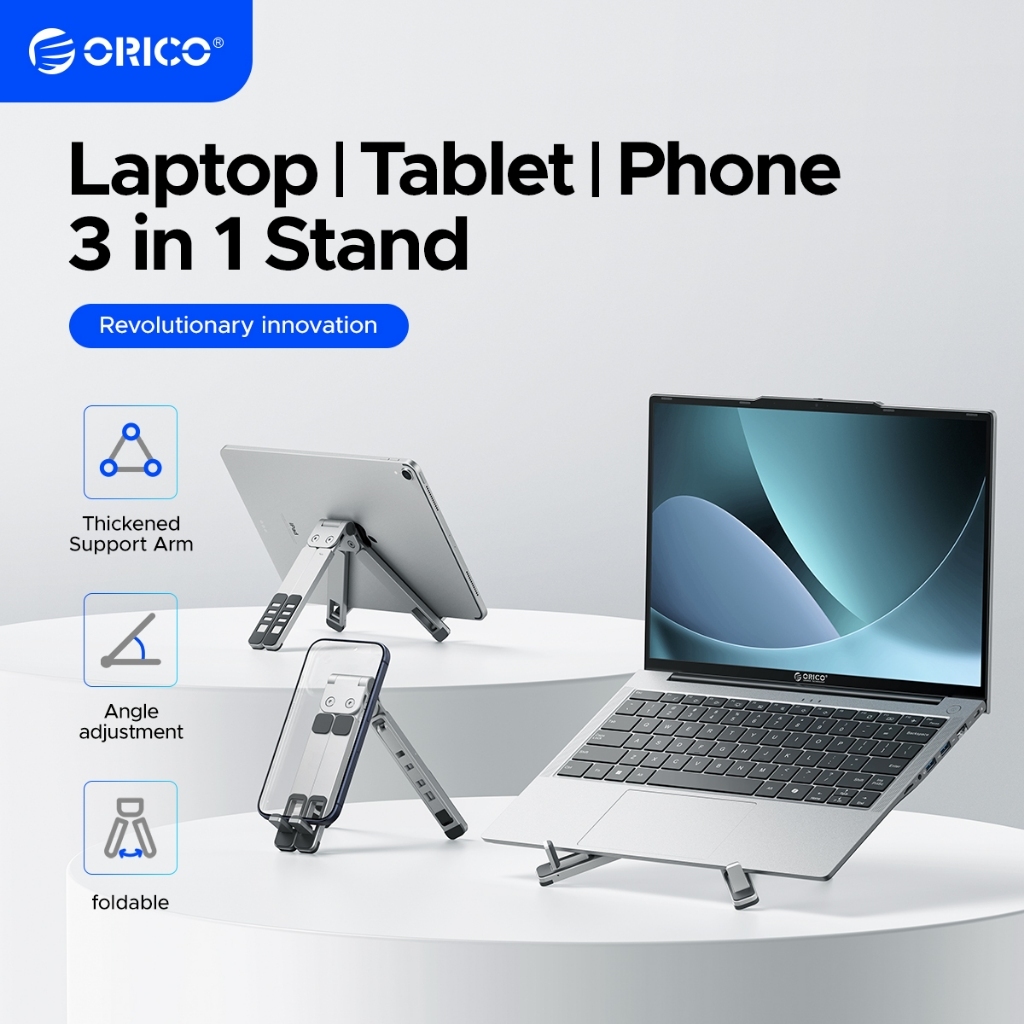 ORICO PN1 3-in-1 อลูมิเนียมขาตั้งแล็ปท็อปปรับความสูง Riser สําหรับ 17 นิ้วแล็ปท็อปแท็บเล็ตโทรศัพท์แบบพกพาเดสก์ท็อปสนับสนุน