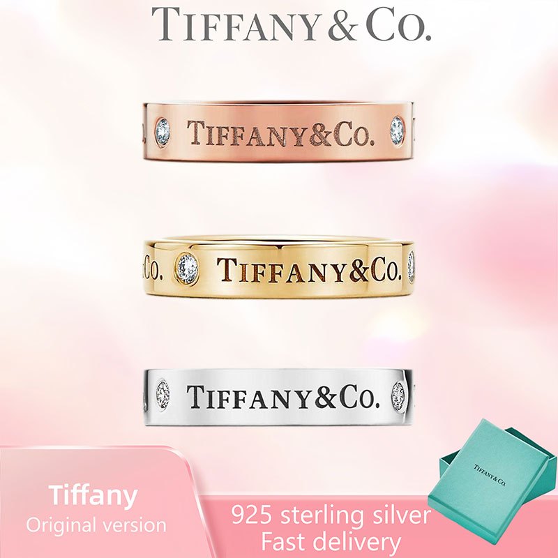 Tiffany Accessories (พร้อมกล่อง) ของขวัญรักวันหยุดหรูหราคุณภาพสูง T&CO® แหวนซีรีย์