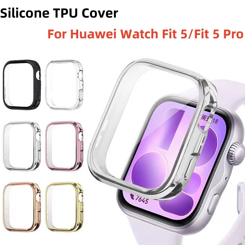 ซิลิโคนTPUสําหรับHuaweiนาฬิกาFit 5 4 Pro Full Coverage Watchbandป้องกันหน้าจอสําหรับHuaweiนาฬิกาFit 5 Pro Fit5 Smartwatchอุปกรณ์เสริม