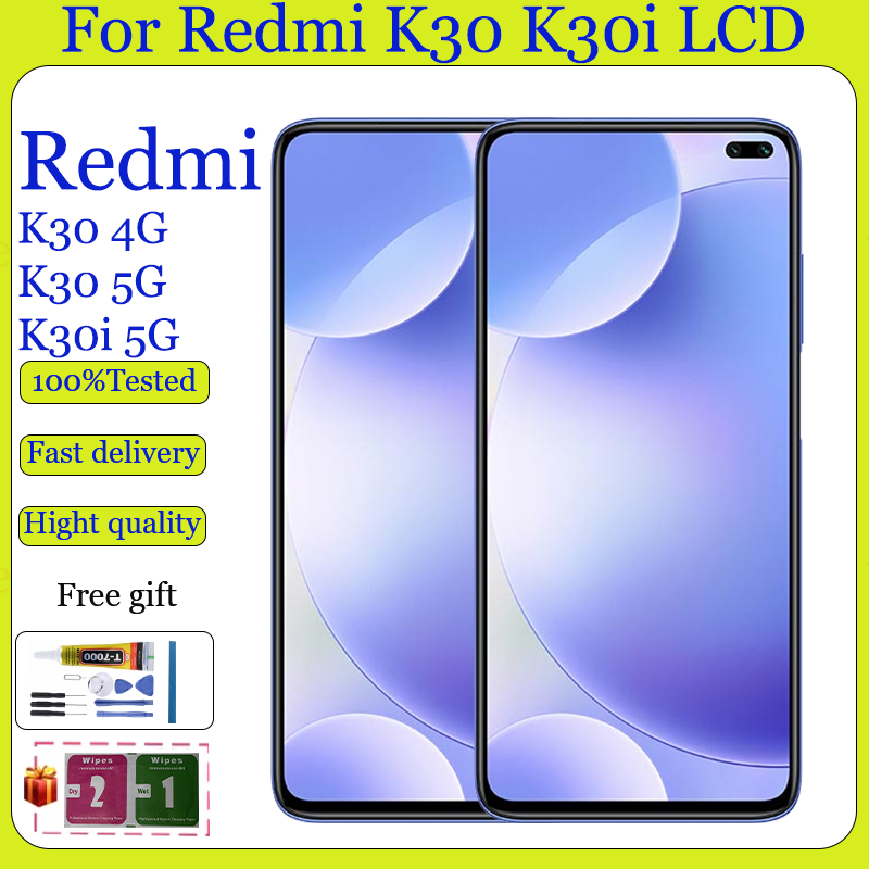 Original สําหรับ Redmi K30 4G K30 5G K30i 5G LCD หน้าจอสัมผัสพร้อมกรอบเปลี่ยน