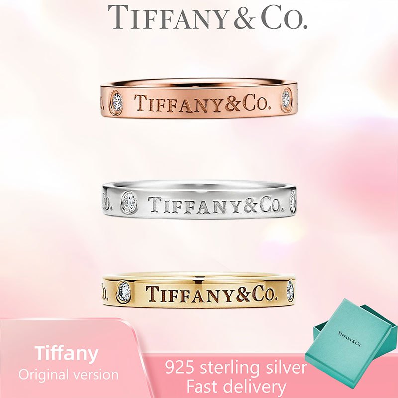 Tiffany Accessories (พร้อมกล่อง) ของขวัญรักวันหยุดหรูหราคุณภาพสูง T&CO® แหวนซีรีย์