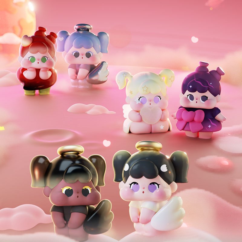 QOQO BE CURIOUS The Signal of Cupid Series Mini Beans Blind Box Cute Mini Ornaments Trendy Toys Figures Birthday Gifts for Girls