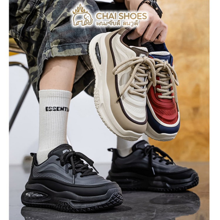 Chai Shoes รองเท้าผ้าใบผู้ชาย นุ่มสบาย ระบายอากาศ กันลื่น ใส่ไปเรียน ออกกำลังกาย เดินเที่ยว ทนทาน