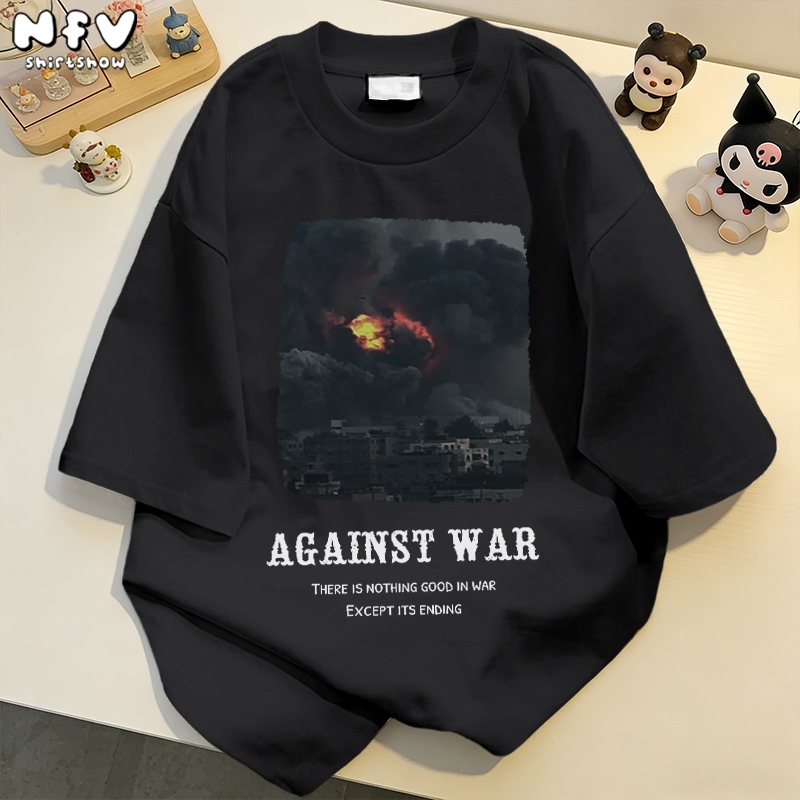 NFV แฟชั่นเกาหลี✨เสื้อยืดแขนสั้นคอกลม ลวดลายแฟชั่น ใส่สบาย ผ้าคอตตอน 100% ทรงหลวม ฤดูร้อน YG80