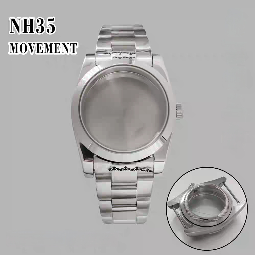36MM Oyster Perpetual Stainless Steel Watch Case Strap Sapphire Glass สําหรับ NH35/NH36 Movement