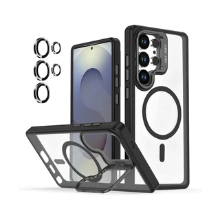 OSGEERสําหรับ Samsung S26Ultra S25 Ultra S24 Ultra เคสแม่เหล็กมีขาตั้งเลนส์กล้อง กันกระแทกคลุมทั้งหมด กันรอยขีดข่วน เลนส์ป้องกันกรณี