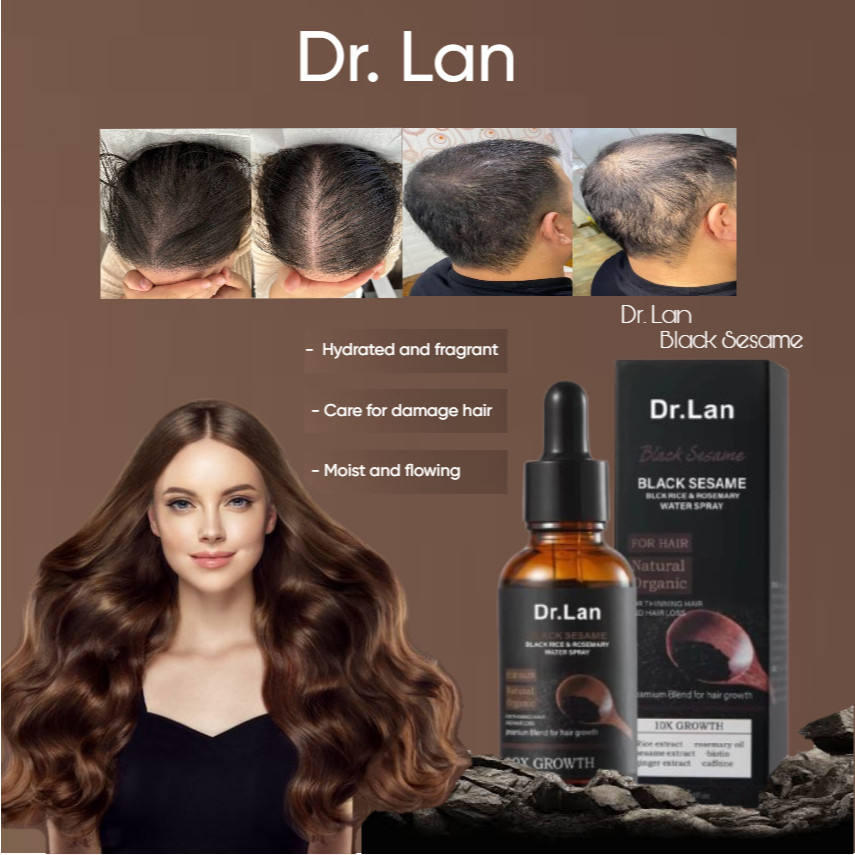 Dr.Lan Hair Growth Serum Black Sesame Hair Growth Hair Grower Fast Essence Oil สําหรับผู้ชายและผู้หญิง 30ml