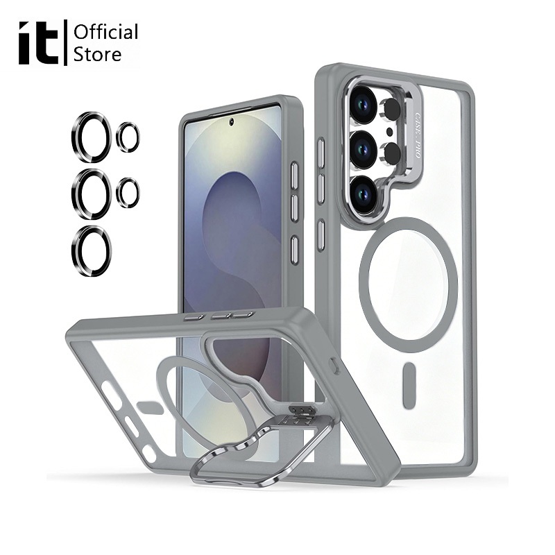 [it]สําหรับ Samsung S26 Ultra S25 Ultra S24 Ultra เคสโทรศัพท์แม่เหล็กพร้อมขาตั้งแบบปรับได้ + ตัวป้องกันเลนส์ฟรี