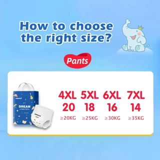 Kaduola 4XL-7XL กางเกงผ้าอ้อม มีปีกกว้างป้องกันการรั่วด้านข้าง เหมาะสำหรับเด็กโตและเด็กตัวใหญ่