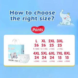 B1T1Xiiliibaby ผ้าอ้อมเด็ก L ถึง 8XL 30-52pcs กางเกงดึงขนาดเต็ม