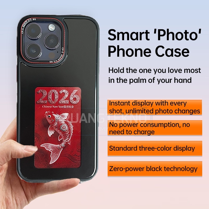 【iPhone 13-15 Pro Max】3-color DIY custom NFC phone case, smart E Ink screen NFC phone case, Leica fr