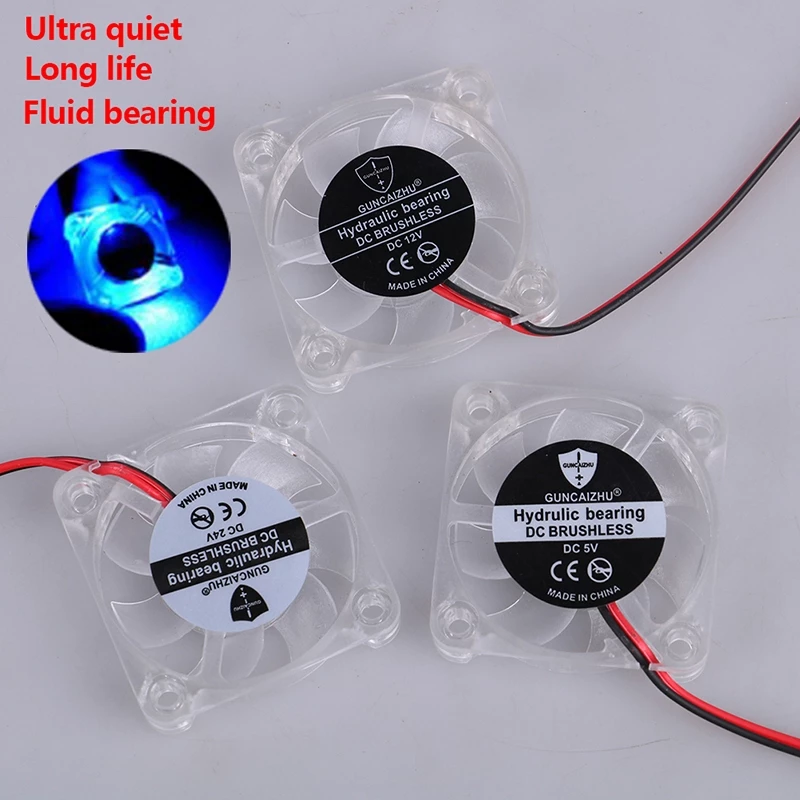 HETH 4010 DC 5v 12v 24v พัดลมระบายความร้อน LED Iight Emitting แบริ่งไฮดรอลิก 2pin HETH