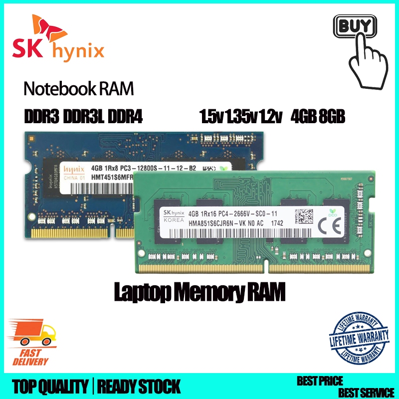 SK hynix หน่วยความจําแล็ปท็อป RAM DDR3 DDR3L DDR4 4GB 8GB 1600MHZ 2400MHz 3200MHz โน้ตบุ๊ค Ram PC3-1