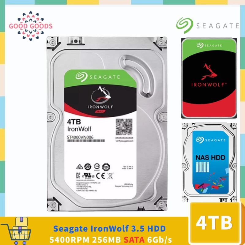 Seagate IronWolf 4TB 3.5 HDD ST4000VN006 5400 RPM 256MB แคช SATA 6Gb/s ฮาร์ดไดรฟ์ภายใน NAS Storage S