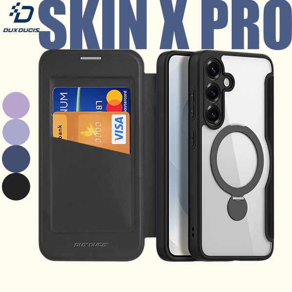 DUX DUCIS Skin X Pro Series Folio แหวนแม่เหล็กขาตั้งเคสโทรศัพท์สําหรับ Samsung S25 S24 Ultra Plus ฝาครอบแบบพับ