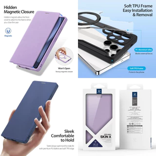DUX DUCIS Skin X Pro Series Folio แหวนแม่เหล็กขาตั้งเคสโทรศัพท์สําหรับ Samsung S25 S24 Ultra Plus ฝาครอบแบบพับ