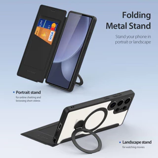 DUX DUCIS Skin X Pro Series Folio แหวนแม่เหล็กขาตั้งเคสโทรศัพท์สําหรับ Samsung S25 S24 Ultra Plus ฝาครอบแบบพับ