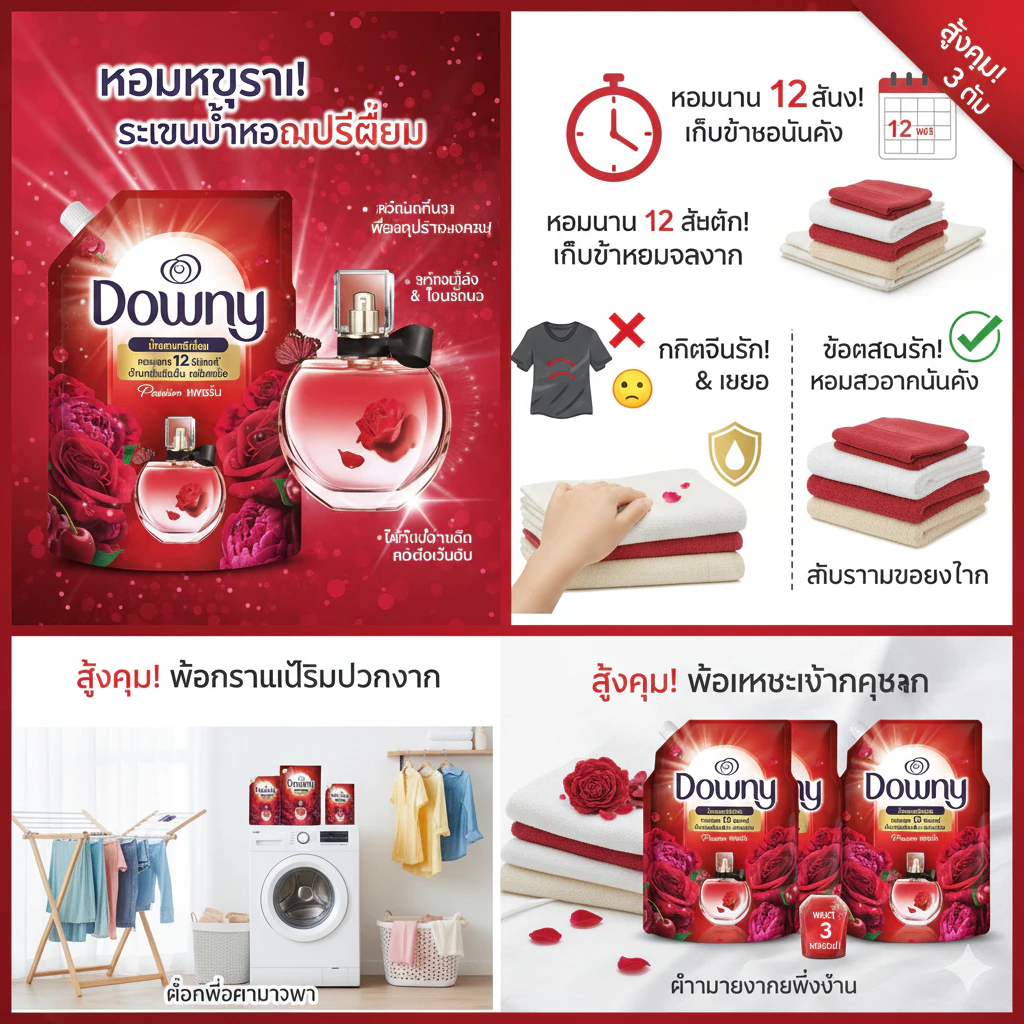 น้ำยาปรับผ้านุ่มกลิ่นฮิตติดเทรนด์ ยับยั้งแบคทีเรีย ดูแลผ้า นุ่มฟู กำจัดกลิ่นไม่พึงประสงค์ ป้องกันไฟสถิตย์ เหมาะสำหรับทุกคนในครอบครัว1100ml x3 x6 thumbnail 5
