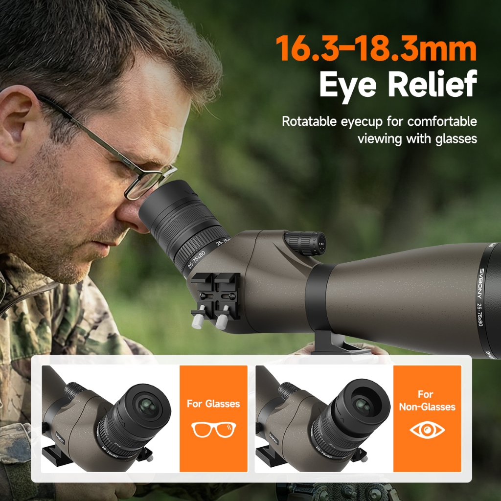 Svbony SV29 Spotting Scope กว้าง FOV 25-75x80 มม.รูรับแสงขนาดใหญ่ความละเอียดสูงพร้อมอินเทอร์เฟซ 1.25 นิ้วสําหรับการฝึกอบรมยิงธนู — صورة 5