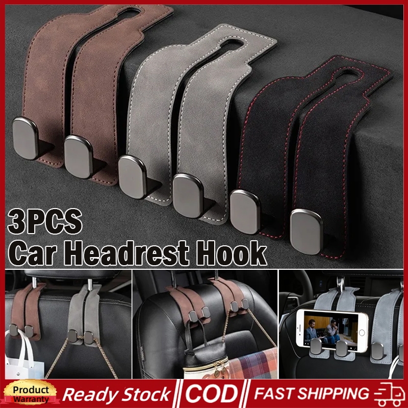 Universal Car Headrest Hook พลาสติกภายในโลหะที่นั่งด้านหลังแขวน Dual Hook 20KG ขนาดใหญ่โหลด-Bearing Alloy Hook Hanger